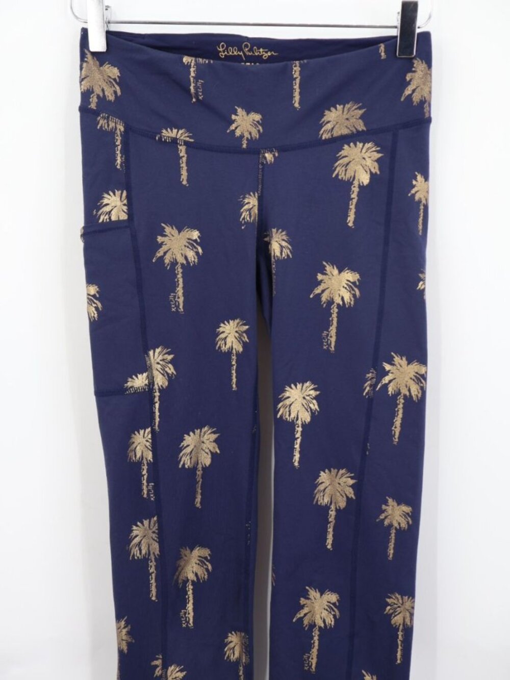 LILLY PULITZER Weekender Crop Leggings True Navy Sunset Safari Palms Size Small - Picture 3 of 11